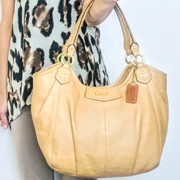 Coach Handbags - Coach Ashley Camel Leather Ashley Shoulder Bag